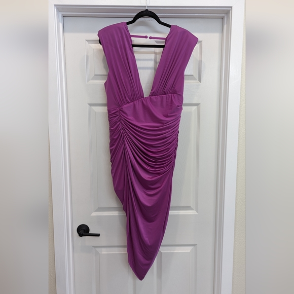 Fashion Nova - Fallon Ruched Midi Dress - Magenta - Picture 11 of 14
